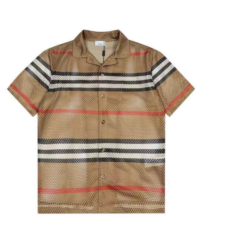 

European station T-shirt men's short sleeve tide brand personality stripe polo shirt European goods tide fashion 2022 summer new luxury men's wear, Khaki