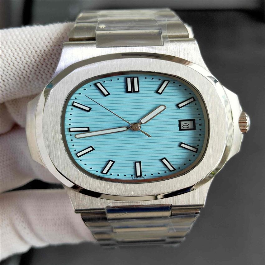 New Arrivals Fashion Mens Watches Automatic Mechanical Movement Stainless Steel Strap Man Wristwatches Ligh Blue Dial High Quality269F