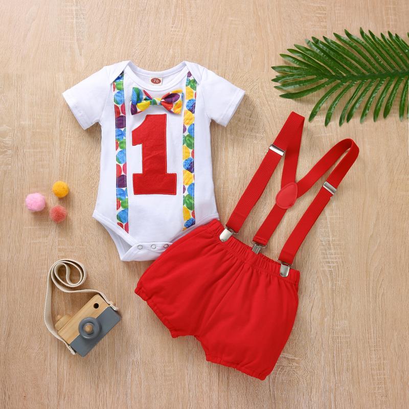 

Clothing Sets 0-24M Baby Boy One Year Birthday Outfit 1st Toddler Clothes Party Formal Drop, Red