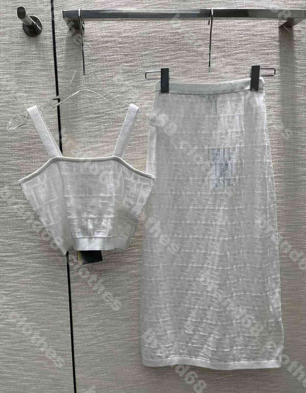 

women's two piece dress summer latest knitted vest set casual set comfortable cutout vest logo fe..di brand slip dresses female Apparel