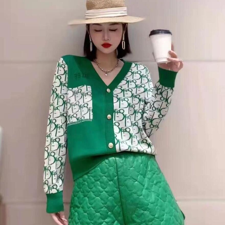

22GG Women V Neck Cardigan Sweater Luxury GGity Female Vintage Knit Sweaters Oversized Jumper Tops, 01