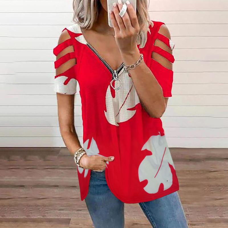 

Women's Blouses & Shirts Off Shoulder Women Floral V Neck Short Sleeve Tops Streetwear Casual Blusas MujerWomen's, Blue