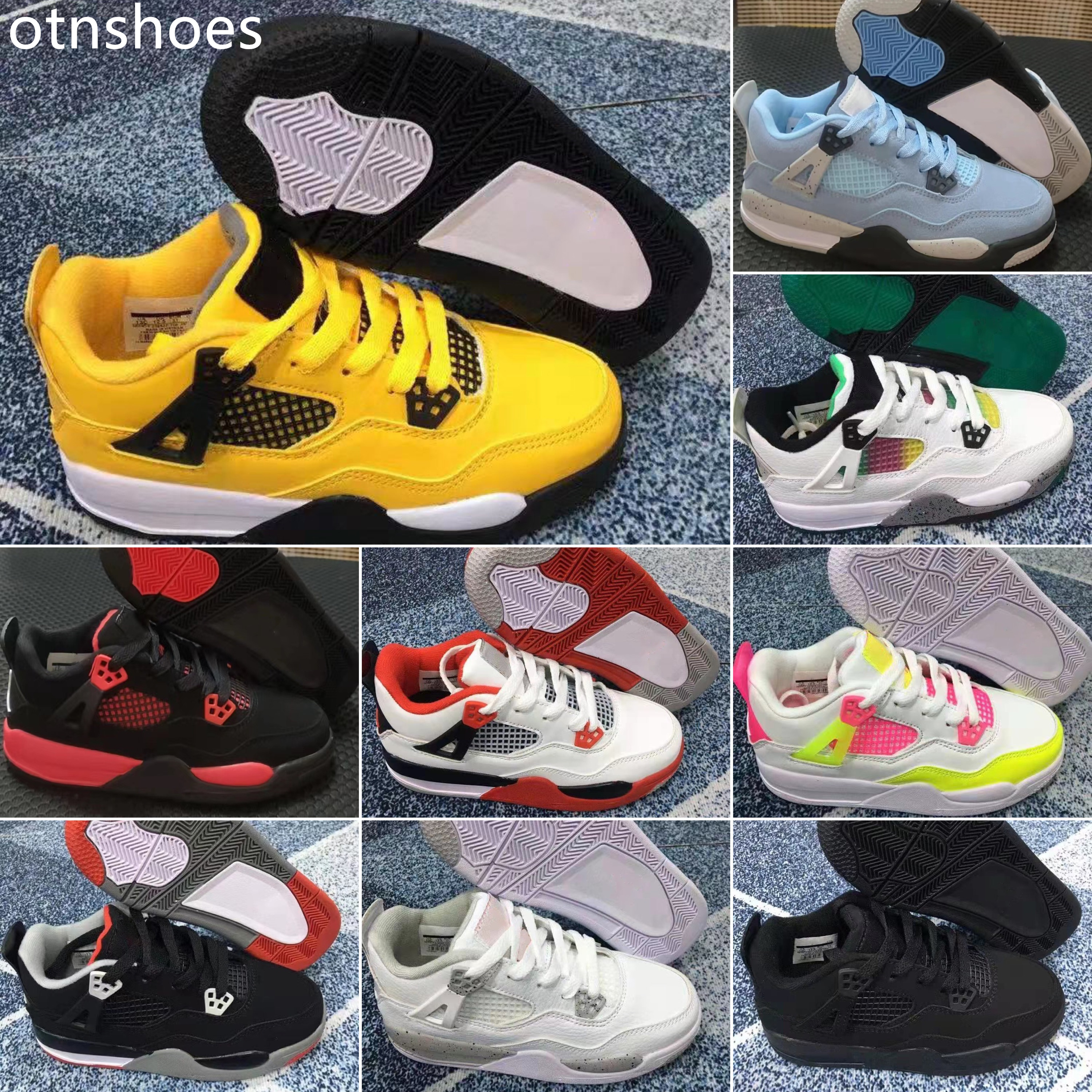 

2022 Gym Red 4s Toddler Shoes Bred Space Kids Basketball Sneaker Blue New Born Baby Infant Shoes size 28-35, Color 10