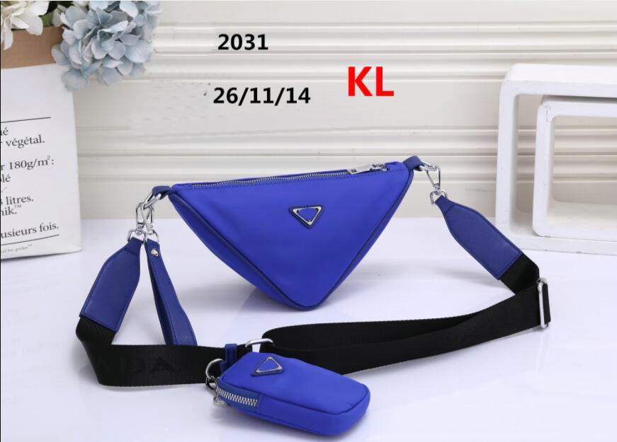 

Womens 2pcs/set Nylon Shoulde Bags fashion Crossbody wallet Luxury Designer Crossbody Triangle bag girl Women Coin Purse, Blue