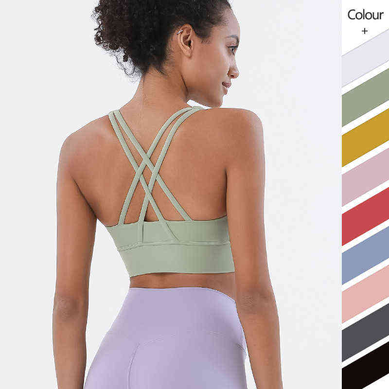 

Lulu Bra Cross Back Yoga Sports Solid Color Tanks Camis Gym Fitness Clothes Women Underwears Shockproof Gather Padded Tops Vest Lululemen, Extra shipping cost