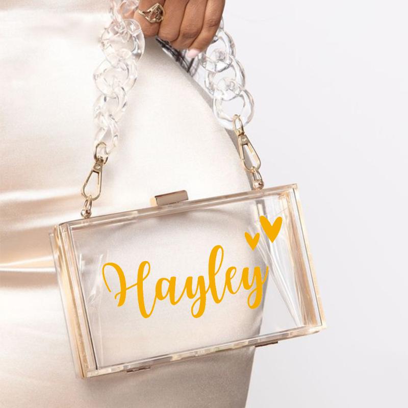 

Cosmetic Bags & Cases Acrylic Clutch Purse With Name Hen Party Bridesmaids Gifts Wedding Favor Bag Personalized Transparent HandbgCosmetic, Orange
