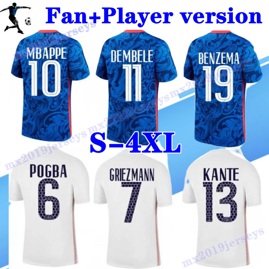 

Fan Player version 2022 MBAPPE BENZEMA FR Soccer jerseys 2023 GRIEZMANN POGBA GIROUD KANTE home away 22 23 Francia fans player Football shirts men -3XL