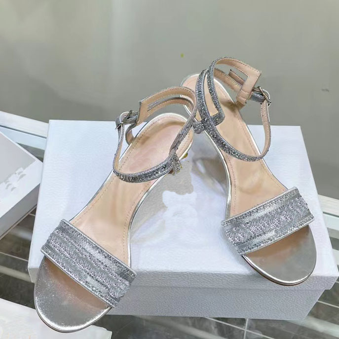 

Luxury brand high heel sandals leather summer women's stiletto heels fashion sexy heels ladies with diamond round toe shoes large size 35-39 Elegant, Black