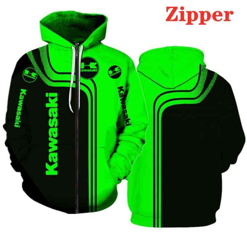 

New Fashion Kawasaki Hoodie 3d Digital Print Men Sportswear Harajuku Casual Jacket Motocycle Clothing Zip Green, W6