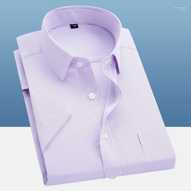 

Classic Striped Shirt Summer Dress Shirts Fashion Men Short Sleeve Slim Fit Formal Social Work Clothes 4XL #D82 Men' Dway22, D08-1