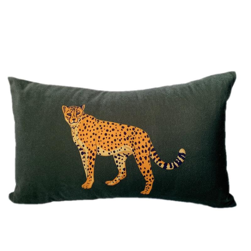 

Cushion/Decorative Pillow Christmas Wildlife Cushion Cover Decorative Case Vintage Simple Leopard Dark Green Soft Art Home Sofa Chair Coussi, A no filling