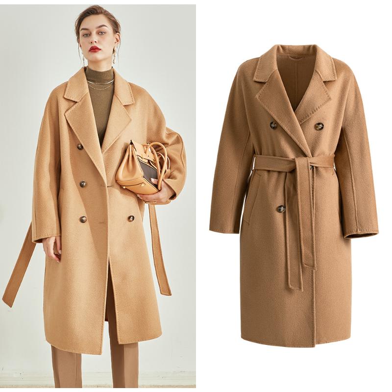 

Men' Wool & Blends Cashmere MAX Home Oregon Trail Standard Double Water Ripple Coat Female Loose Woolen Cloth CoatMen, Black with button