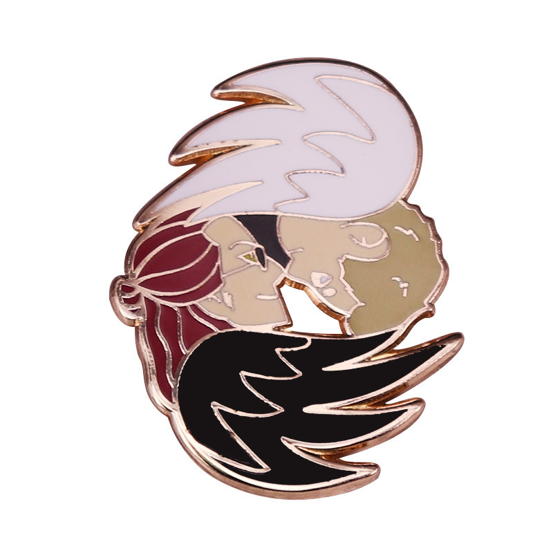 

Good Omens Enamel Pin Angel & Demon Aziraphale And Crowley Brooch Cartoon Badge Funny TV Series Jewelry, As picture