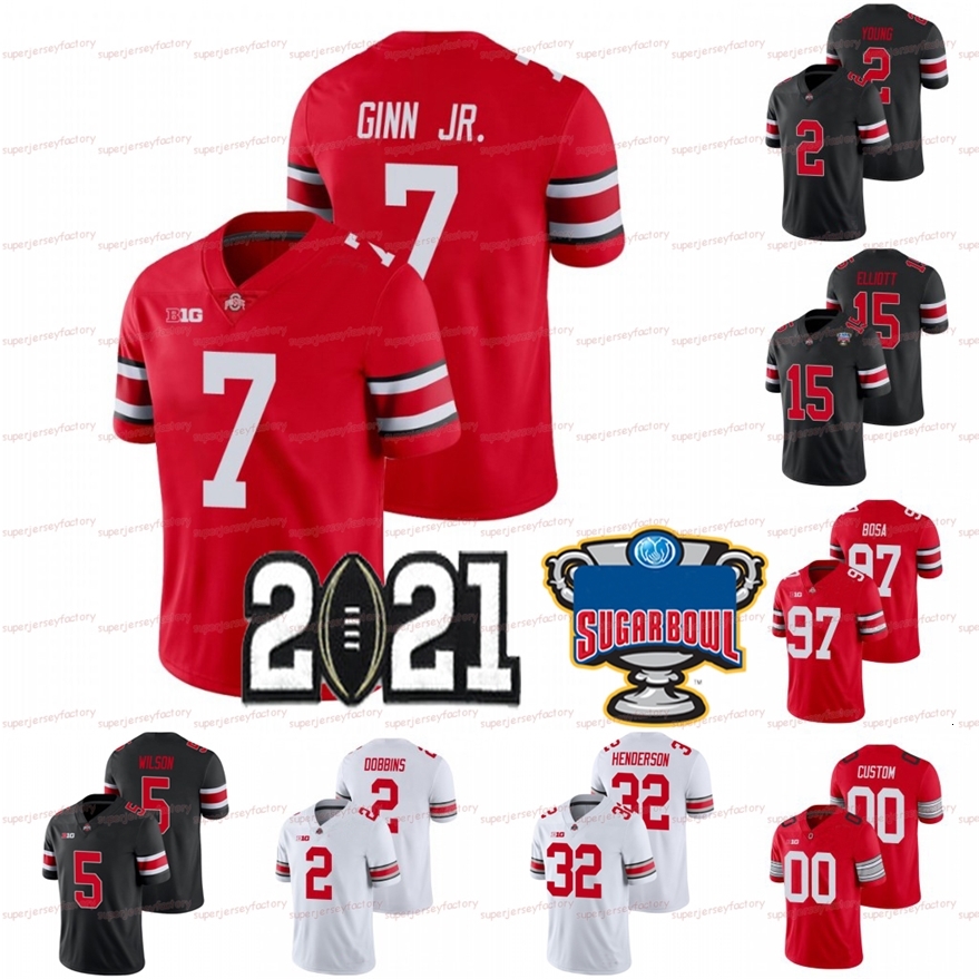 

A3740 Custom 2021 Ohio State Buckeyes Football Jersey C.J. Stroud Chris Olave Garrett Eddie George Fields Wilson Teague III Julian Fleming J.T., Sugar bowl patch white men s-xxxl