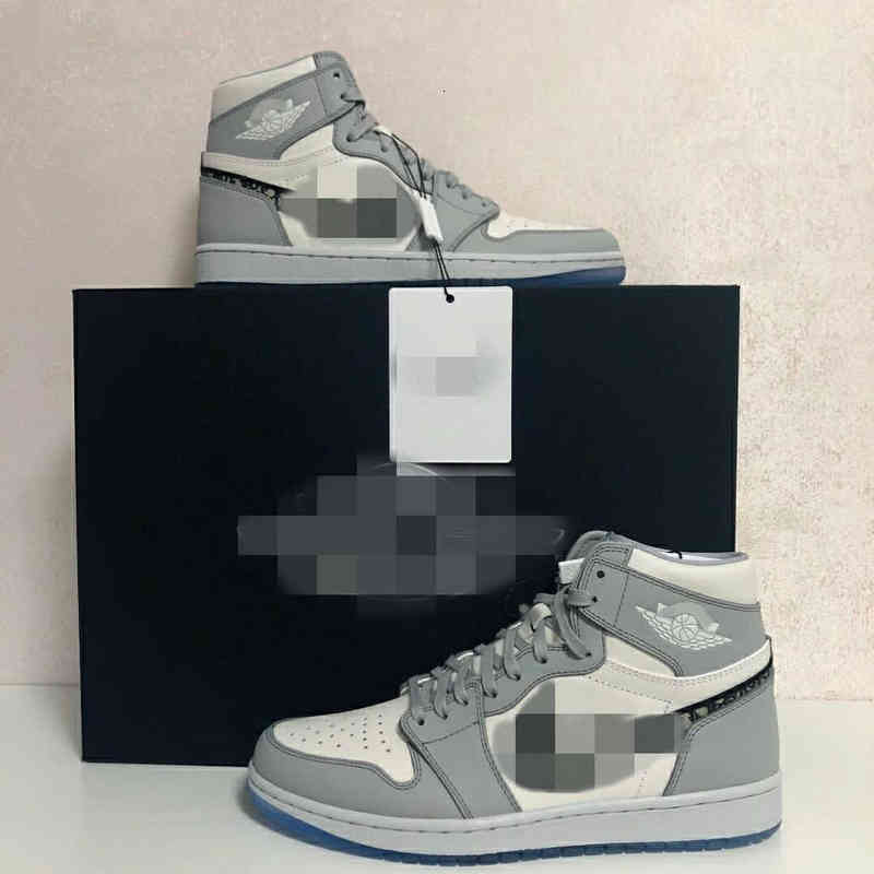 

Newest Jumpman 1 Womens Mens Basketball Shoes Tennis 1s White Grey Fashion Sneaker mkj0001