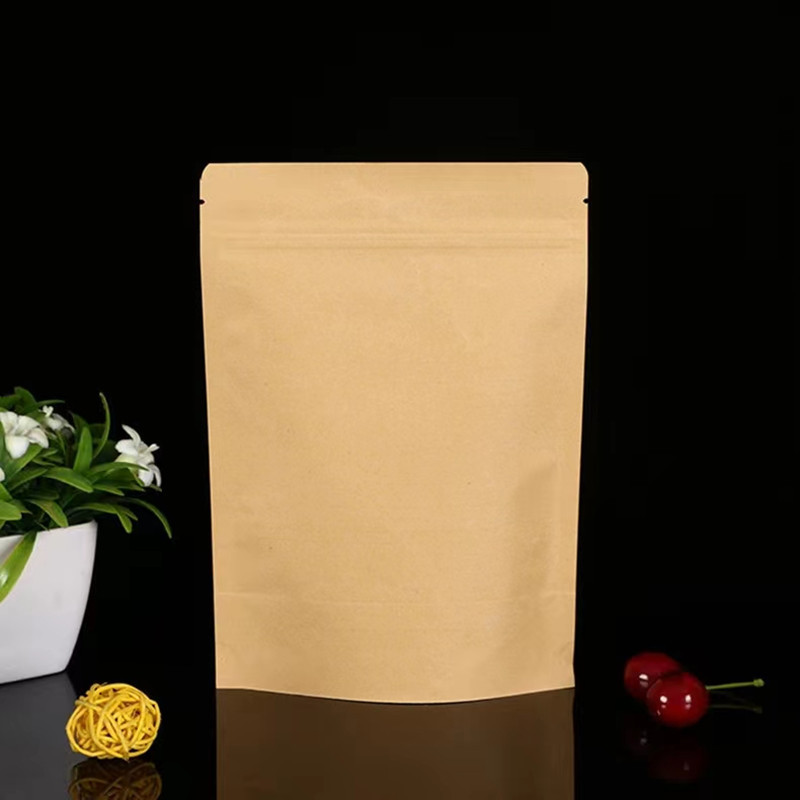

Sealing Packing Bag Zipper Stand up Bag Kraft Paper Bags Zip lock Empty Dried Food Fruit Tea Gift Self