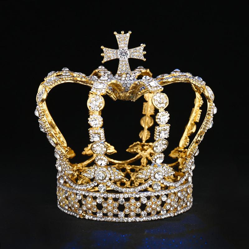 

Headpieces Bridal Cross Crown Super Flash Rhinestone Round Performance Dress Wedding Headdress