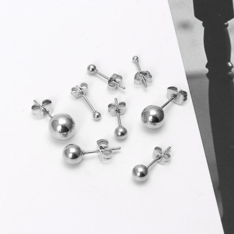 

Stud 8Pcs Tiny 2-8mm Stainless Steel Round Ball Bead Charm Elegant Earrings Set