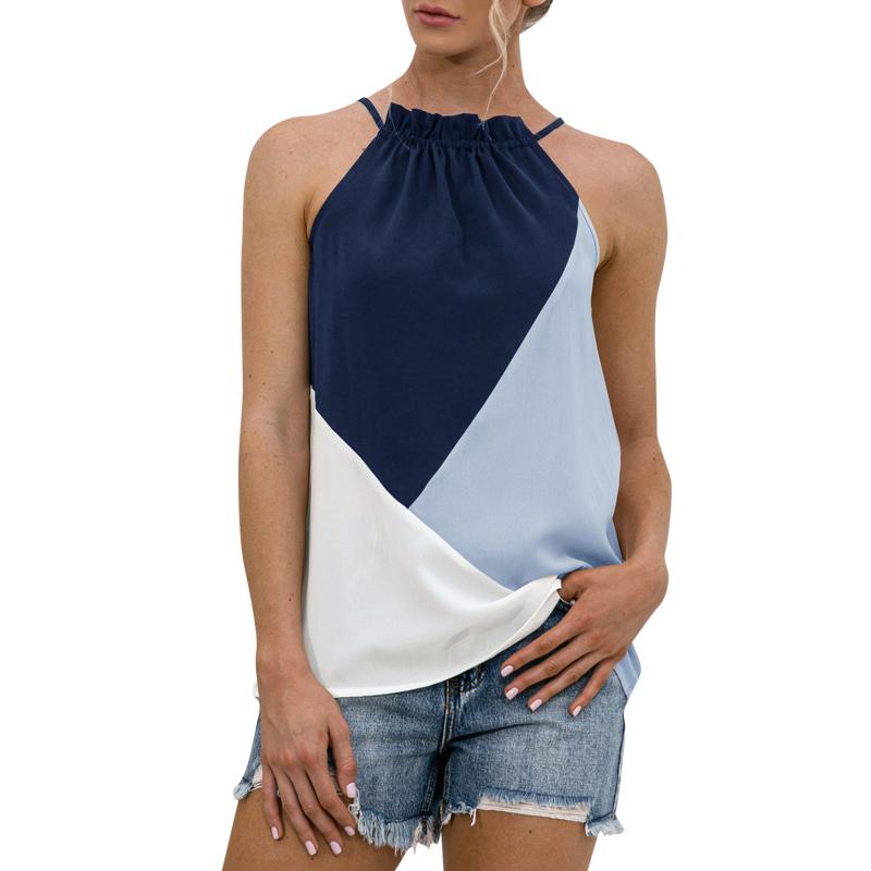 

Women' Tanks & Camis Pliad Printing Women Sleeveless Halter Shirt Patchwork Print Blouses O Neck Vest Tank Top Harajuku SweatshirtWomen, Orange