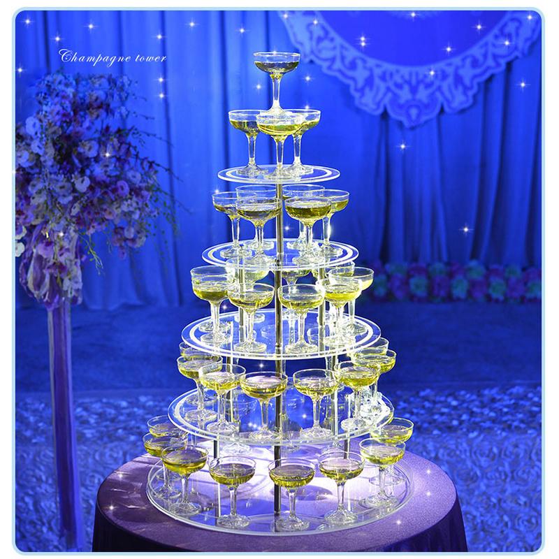 

Other Festive & Party Supplies Celebration Birthday Wedding Creative Layout Acrylic Five-layer Round Wine Rack Cup Tower Props Champagne