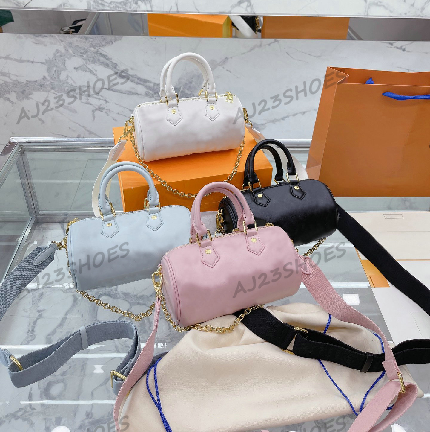 

PAPILLON BB M59800 Bubblegram 2022SS collection Shoudler Bag Gold Chain Monograms Speedy nano Leather Cross Body handle Womens Designer Handbag, 01