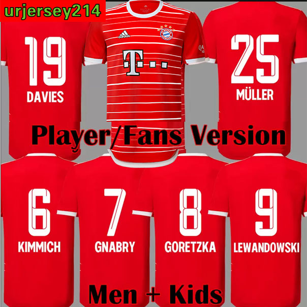 

2022 2023 Bayern LEWANDOWSKI soccer jerseys SANE GORETZKA COMAN MULLER DAVIES BAYERN KIMMICH football shirts Men Kids kit uniforms Munchen Munich tops new version, Home kids 22 23