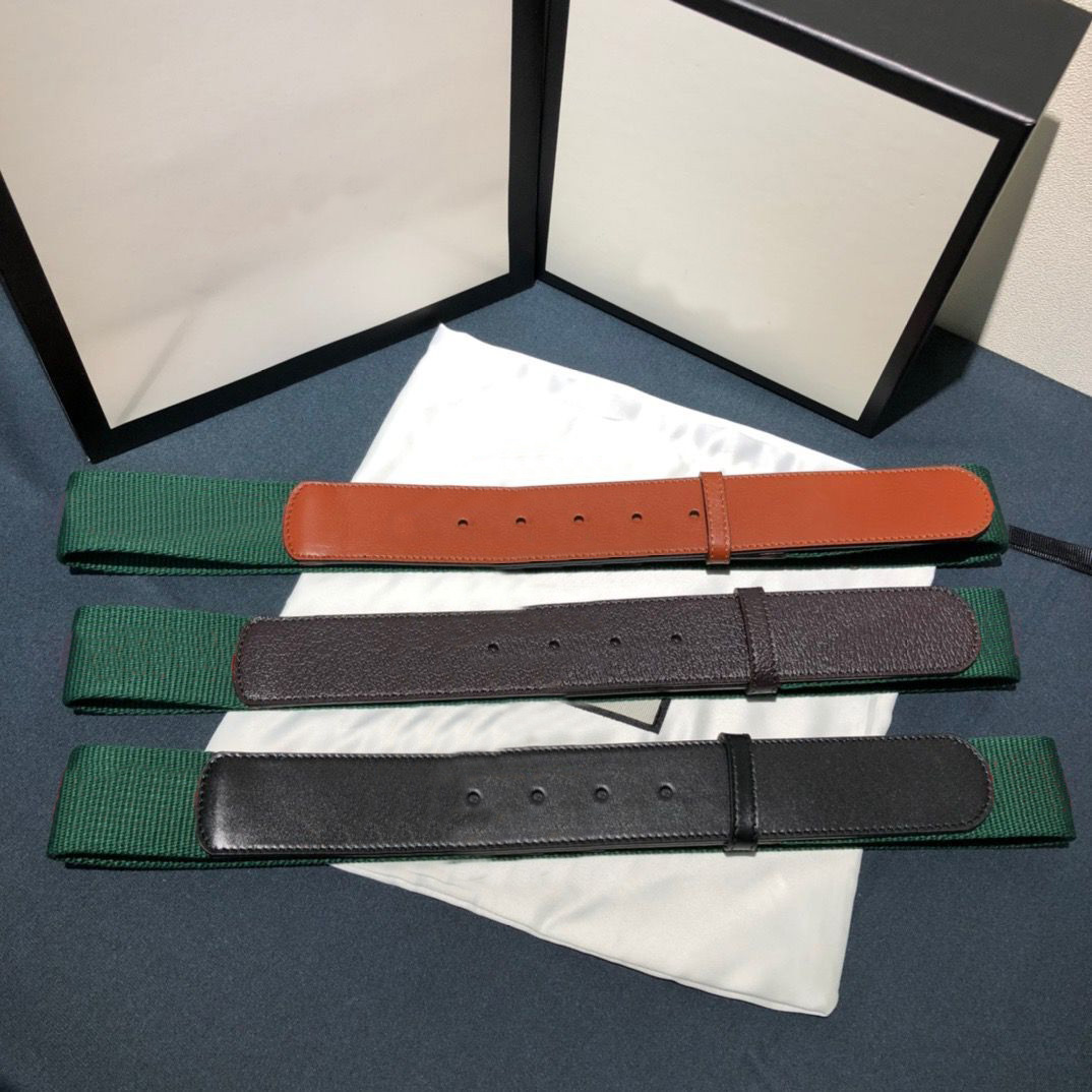 

classic gold silver buckle men belts top quality black/brown genuine leather green blue web women belt with box