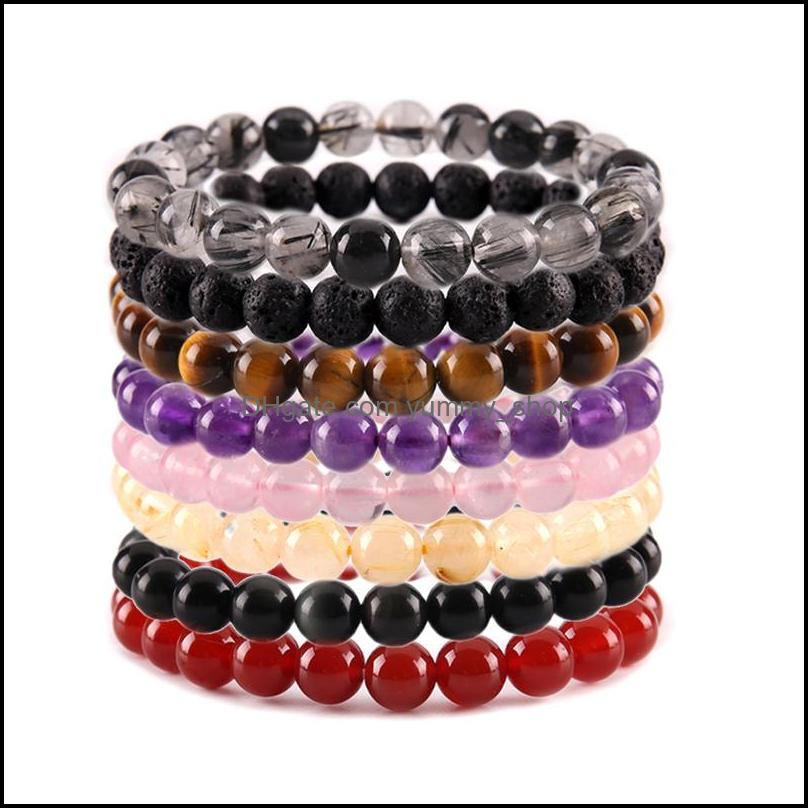 

Beaded Strands Bracelets Jewelry Fashion Crystal Elastic Beaded For Women Men 8Mm Natural Aromather Dhcf7
