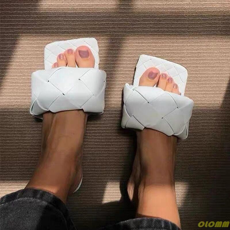 

Slippers Women Brand Summer Slides Open Toe Flat Casual Shoes Leisure Sandal Female Beach Flip Flops Big Size, Khaki