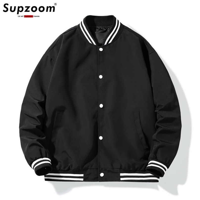 

Supzoom Brand Clothing Cotton Single Breasted Rib Sleeve Solid Short Bomber Jacket Men Fashion Thin Stand Baseball Suit 220816, See chart