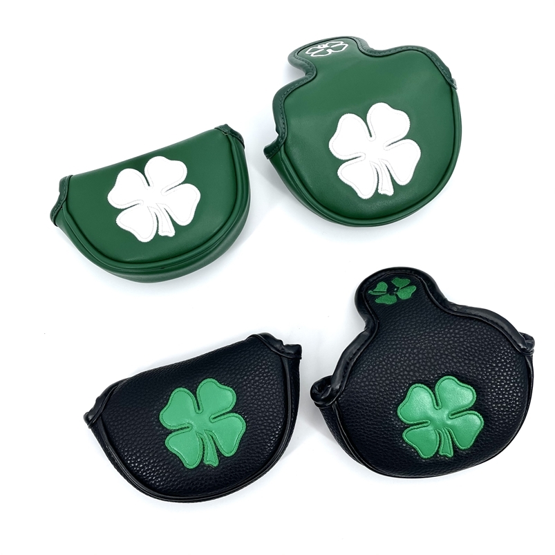 

1pc Clover Four Leaf Clover Pattern Golf Putter Cover PU Leather Golf Mid Mallet Putter Club Head Cover with Magnetic Closure 220623