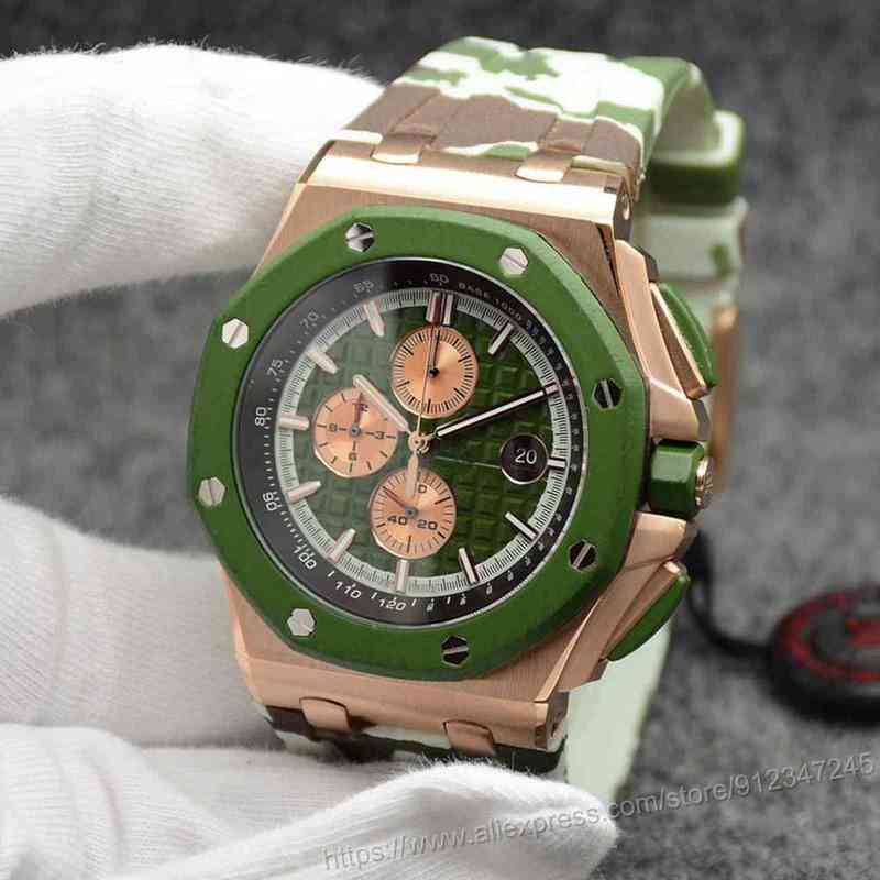 

Wristwatches Famous Men Stainless Steel Movement Diver Sapphire Watch Black Blue Rubber Rose Gold Royal Oaks Sport Aaa+