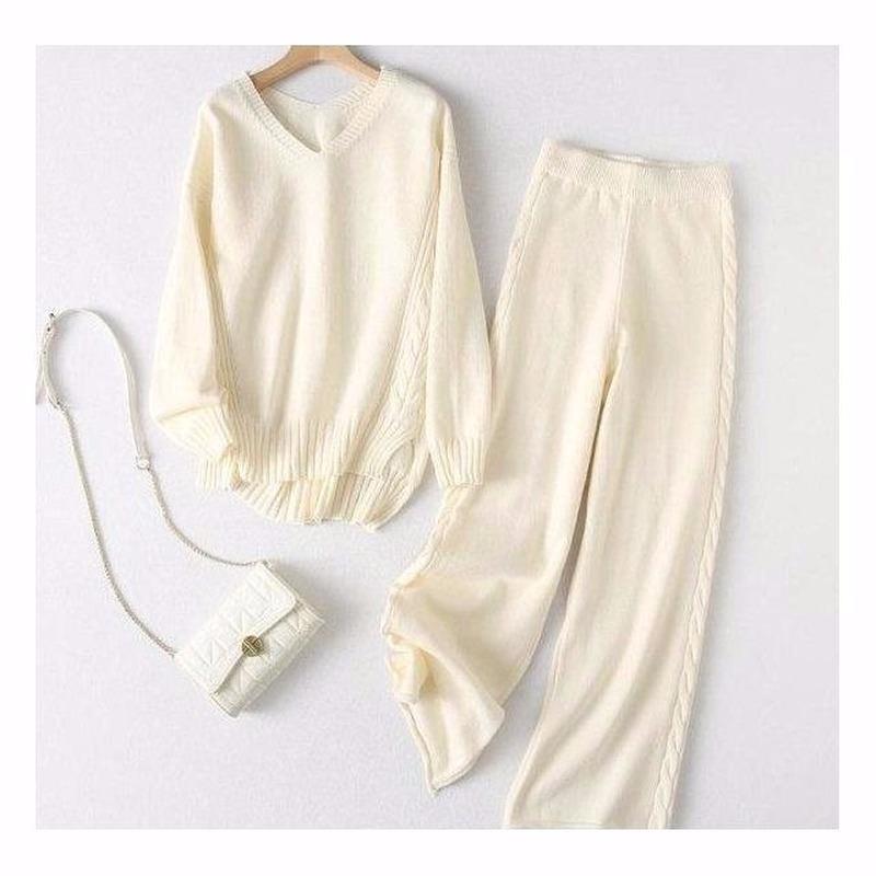 

Women's Sweaters Pullover Sweater Set Female Autumn V-neck Front Short Back Long Sleeve V Neck Casual Two Piece Of TopsWomen's, Black