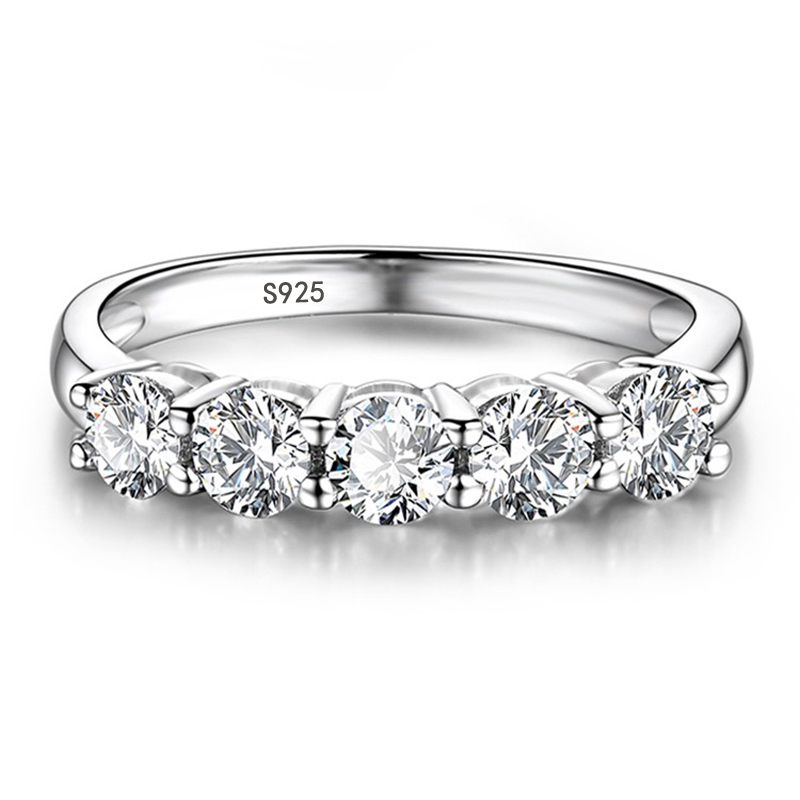 

With Certificate 925 Silver Ring Luxury Band Zircon Rings For Women Eternity Promise CZ Crystal Finger Ring Wedding Jewelry