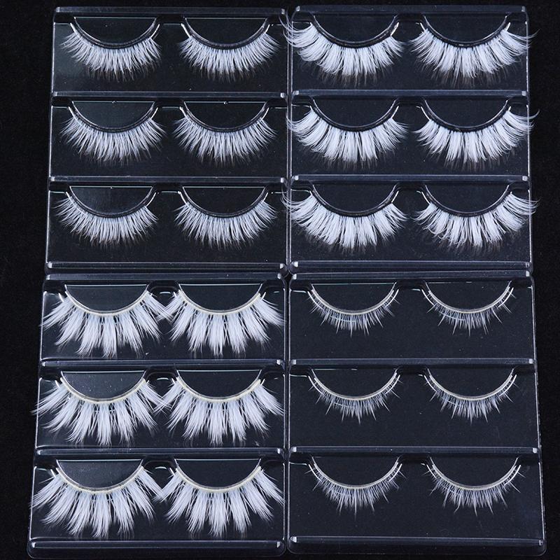 

False Eyelashes Est 3 Pairs/Lot Fluffy Lace White Eyelashe Natural Colored Artificial Vegan Silk Eye Lashes For Doll Cosplay Party Halloween