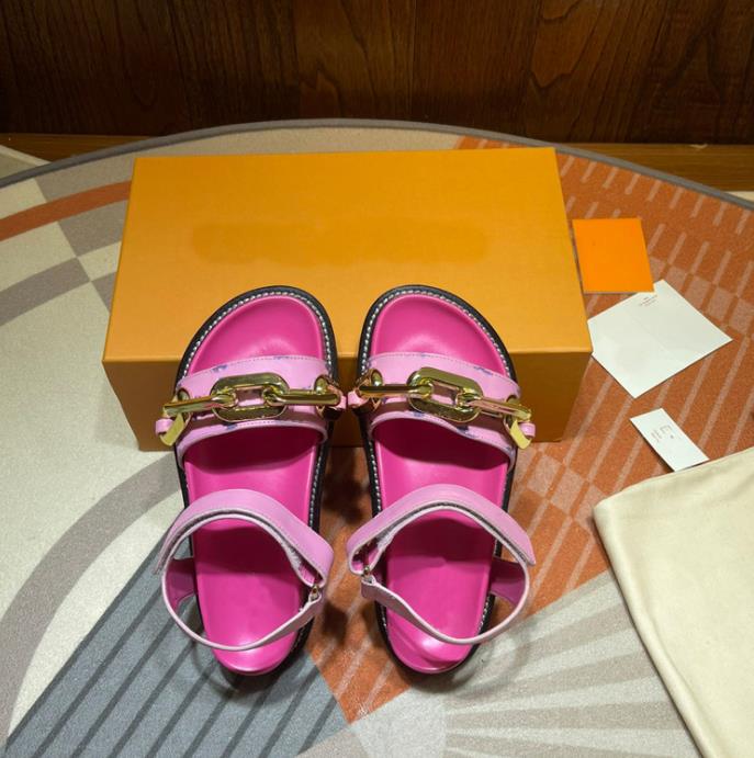 

Women Designer Sandals Slippers Metal Chain Platform Sandal Women's Fashion Heightening Flat Shoes, Blue