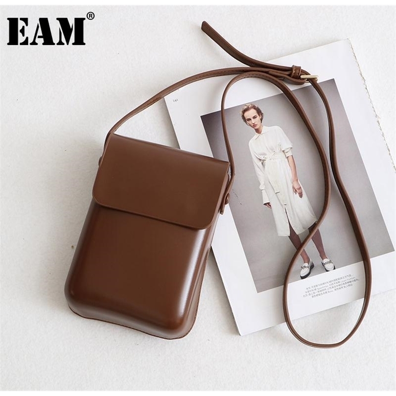 

[EAM] Women Khaki Cute Brief PU Leather Flap Personality All-match Crossbody Shoulder Bag Fashion 18A0724 220322, Brown