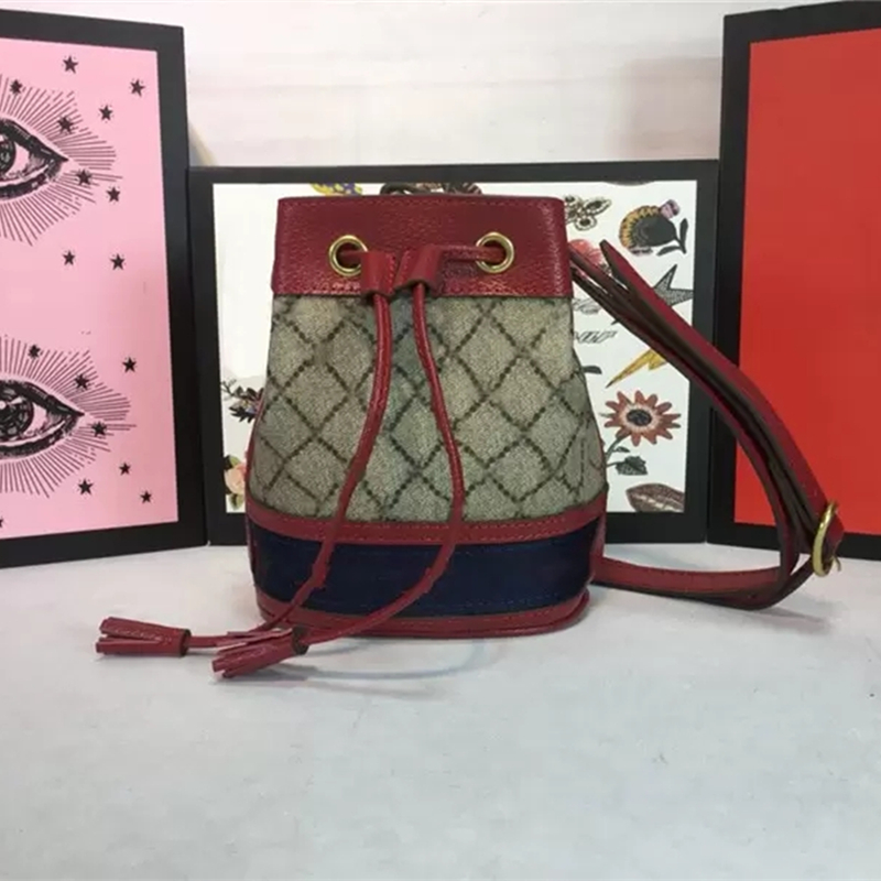 

Designer bags Luxury Rojo Ante Ophidia Mini Textured Leather-Trimmed Suede Bucket Bag women Shoulder Bag purses, 1#