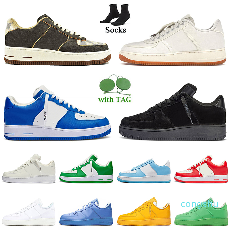 

2022 New Fashion Airforces 1 Low Casual Shoes Offs Women Mens AF1S LVoffWhite Printing Brown 1s Black White Team Royal TS Sail MCA, B24 stussys beige 36-45