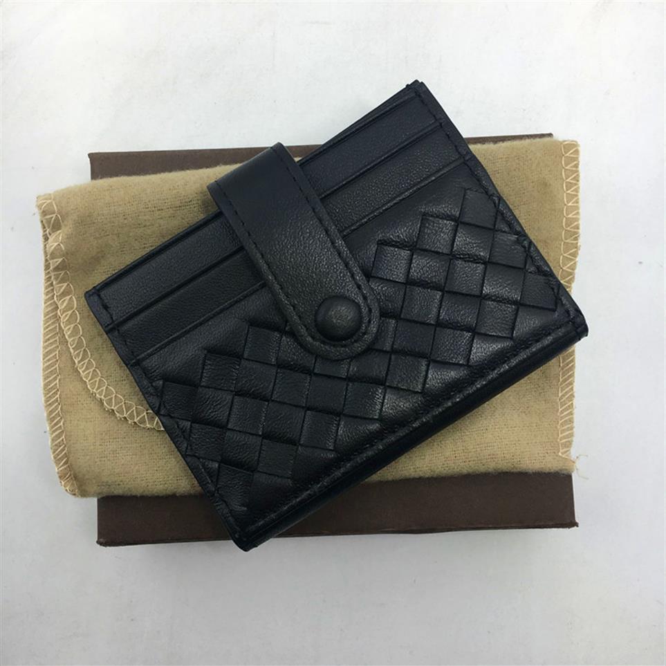 

Genuine Leather Credit Card Holder Wallet Classic Woven Designer Hasp ID Card Case Purse 2018 New Arrivals Fashion Travel Wallets 256q, Black