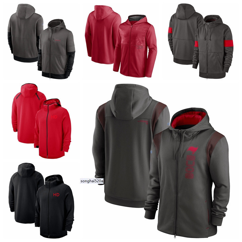

Tampa Bay Men Women Youth Buccaneer Football Sideline Team Performance Full-Zip Hoodie Pewter