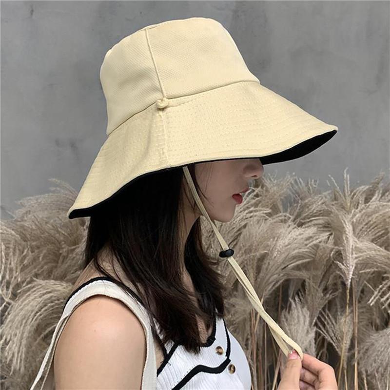 

Berets Fashion Casual Sun Bucket Hat Wide Brim Foldable Anti-Uv Flat Fisherman Cap Summer Women's Comfortable Panama Female HatBerets, Yellow