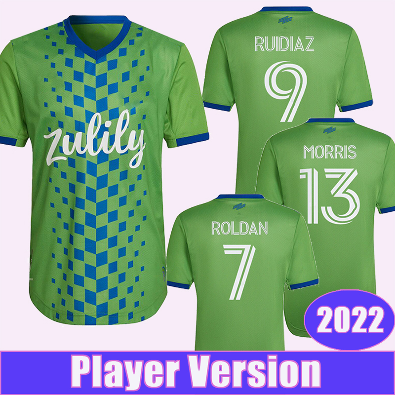 

2022 Seattle Sounders FC Player Version Mens Soccer Jerseys ROLDAN RUIDIAZ LODEIRO MONTERO MORRIS Home Football Shirt Short Sleeve Uniforms, Qy9094 2022 home ml patch