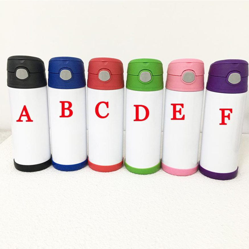 

12oz Baby Bottle DIY Sublimation Flip Top Bottle Straight Tumbler Kids Milk Cup Stainless Steel Vacuum Cups For New Year Gifts