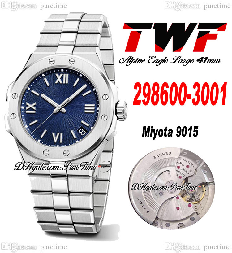2022 Alpine Eagle Large 298600-300 Miyota 9015 Automatic Mens Watch 41mm Blue Texturd Dial White Roman Stainless Steel Bracelet Watches Super Edi