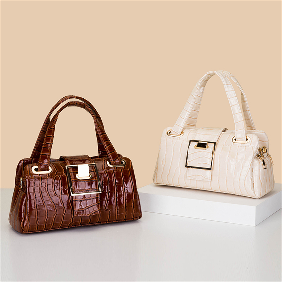 

Fashion Stone Pattern Patent Leather Shoulder Bags for Women Luxury Handbags Bags Designer New Casual Top-handle girls wallets, As photo