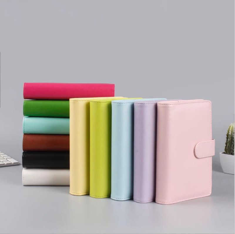 

A6 Notebook Binder Wholesale 6 Rings Spiral Business Office Planner Agenda Budgets Binders Macaron Color PU Leather Cover Binder Pockets