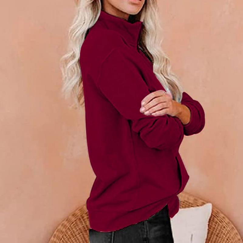 

Women's Hoodies & Sweatshirts Sweet Simple Stand Collar Pure Color Sweatshirt Jumper Breathable Women Loose For HomeWomen's, Blue