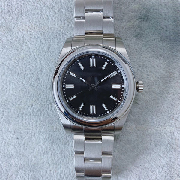 

Smooth Bezel 39MM Black Dial Automatic Mechanical R Series Mens Watches Luminous Hands and Markers Watch No Date Men Wristwatches, No send watch only for shipping cost