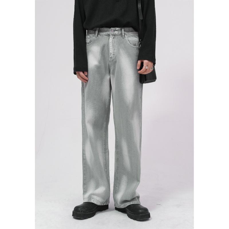 

Men's Jeans Men's Seasons Gradient Smudged Mid-Rise Straight Loose Casual PantsMen's, Gray